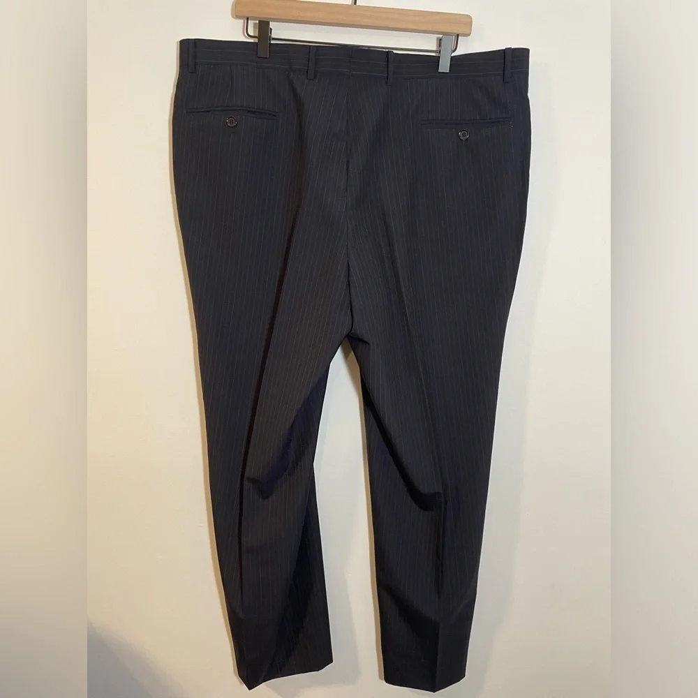 Ezra K Signature Gold Super 120’s Wool Suit Blue Jacket 46L Pants 40L Italy EUC
